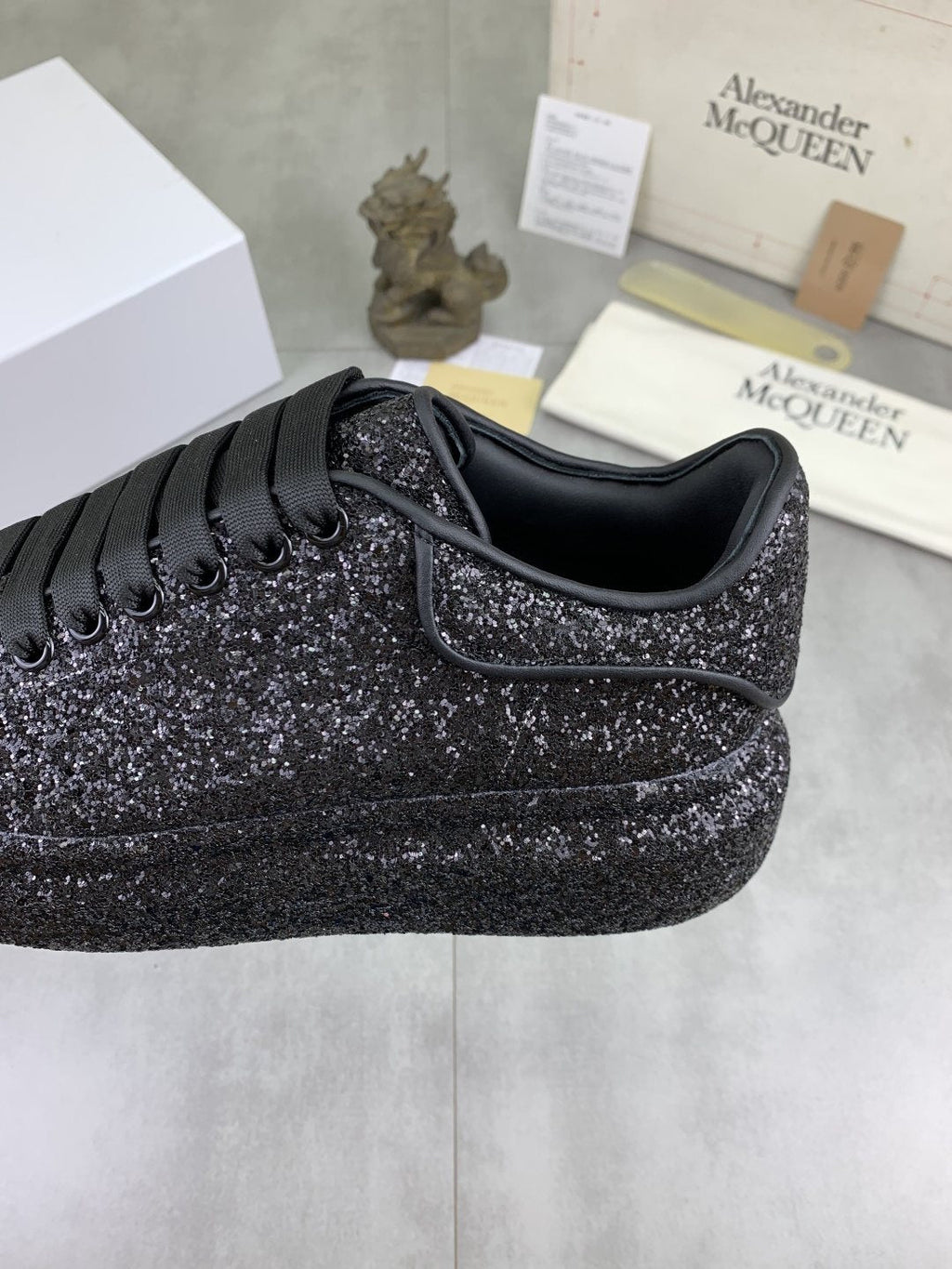 Alexander McQueen Black Glitter Low-Top Sneakers — detail