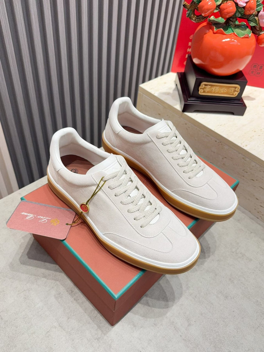 Loro Piana Tennis Walk Suede Low-Top Sneakers — front