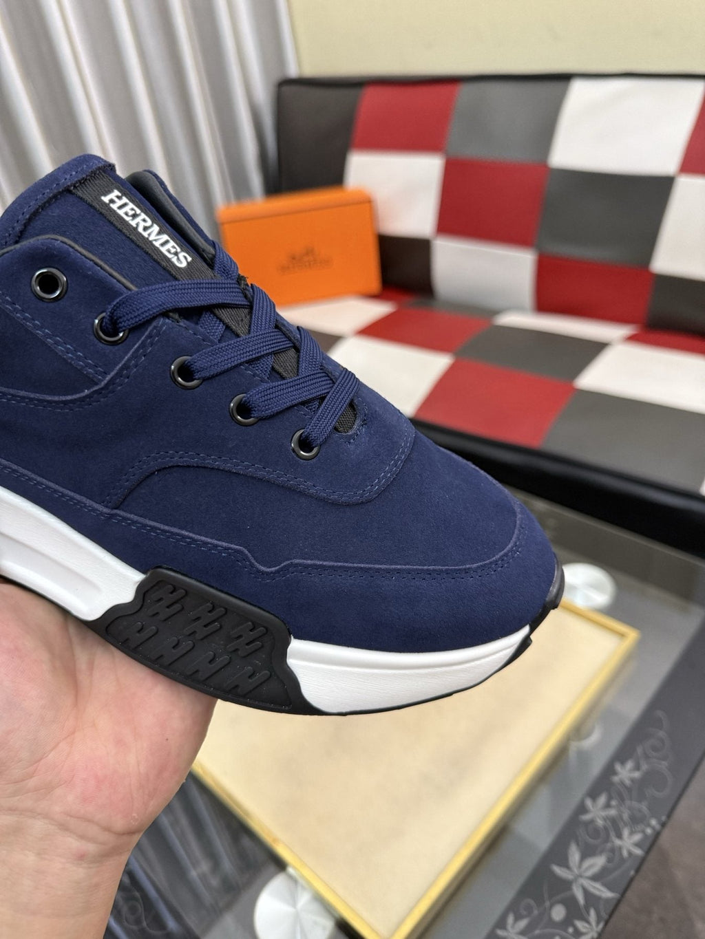 Hermès Layered Low-Top Sneakers — detail