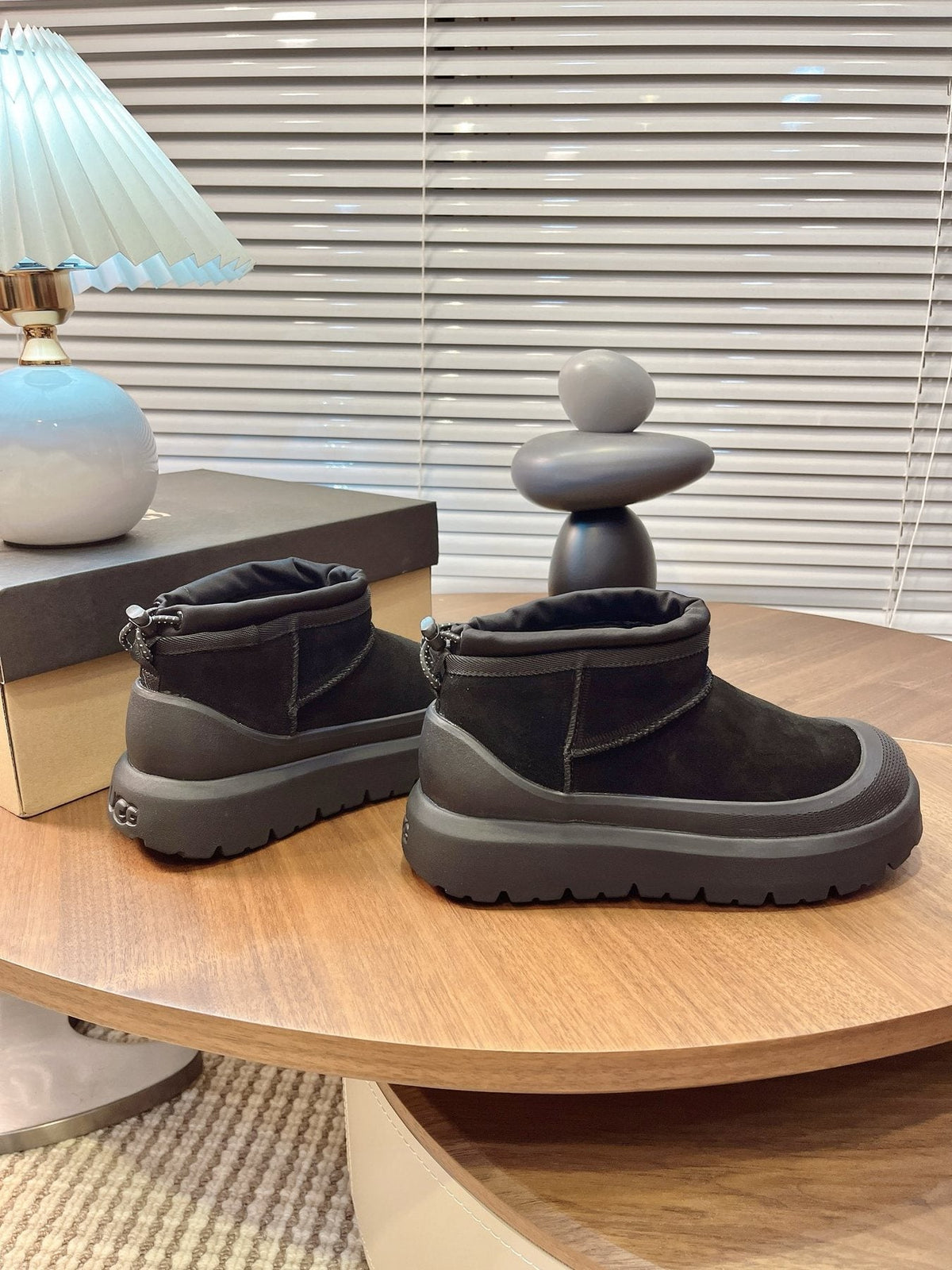 UGG Contrast-Toe Drawstring Ankle Boots — side