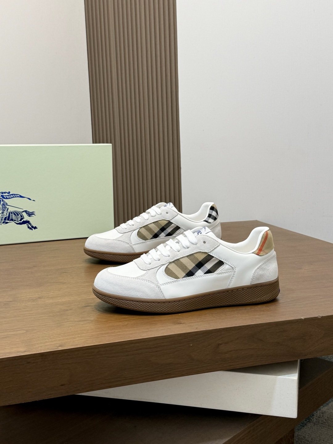 Burberry Check-Panel Low-Top Sneakers — front