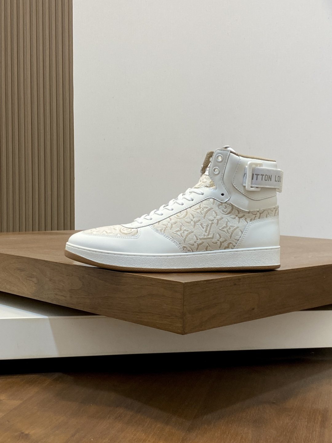 Louis Vuitton Rivoli Patterned High-Top Sneakers — side