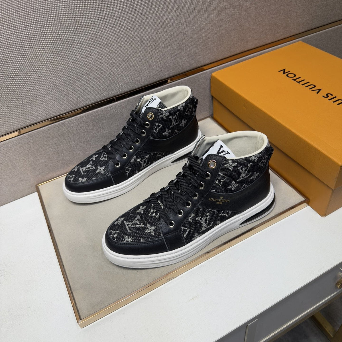 Louis Vuitton Patterned High-Top Sneakers — side