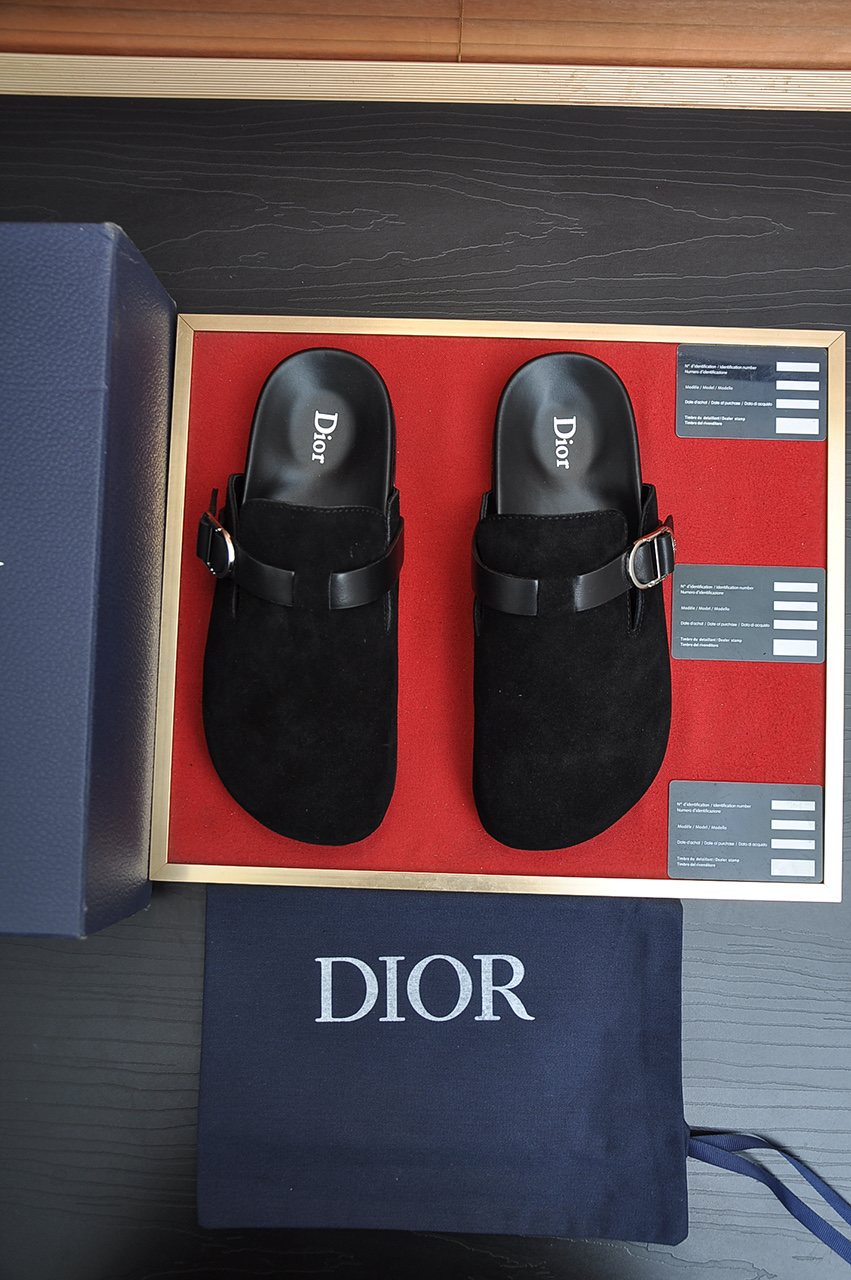 Dior Buckled Closed-Toe Mules — front