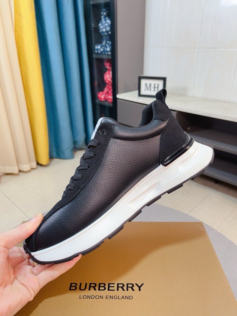 Burberry Men's Contrast-Panel Lace-Up Sneakers — side