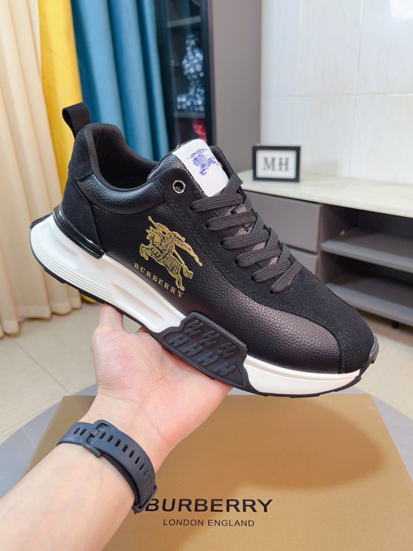 Burberry Men's Contrast-Panel Lace-Up Sneakers — model