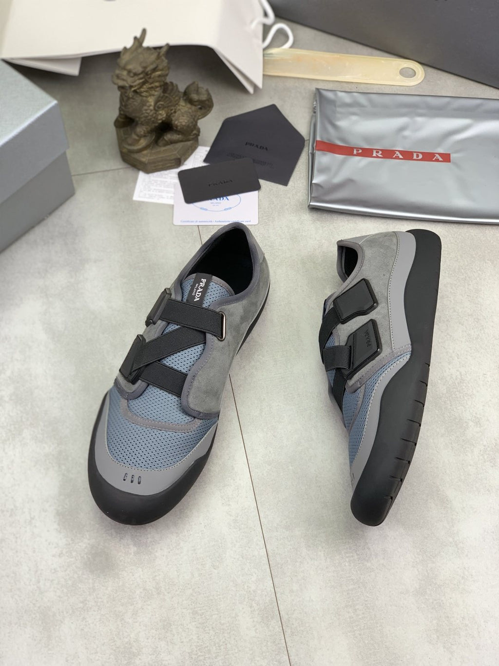 Prada Cross-Strap Low-Top Sneakers — front