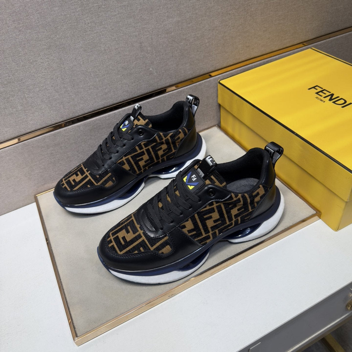 Fendi Men's Patterned Panel Sneakers — front