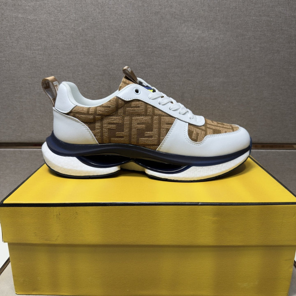 Fendi Men's Patterned Panel Sneakers — side