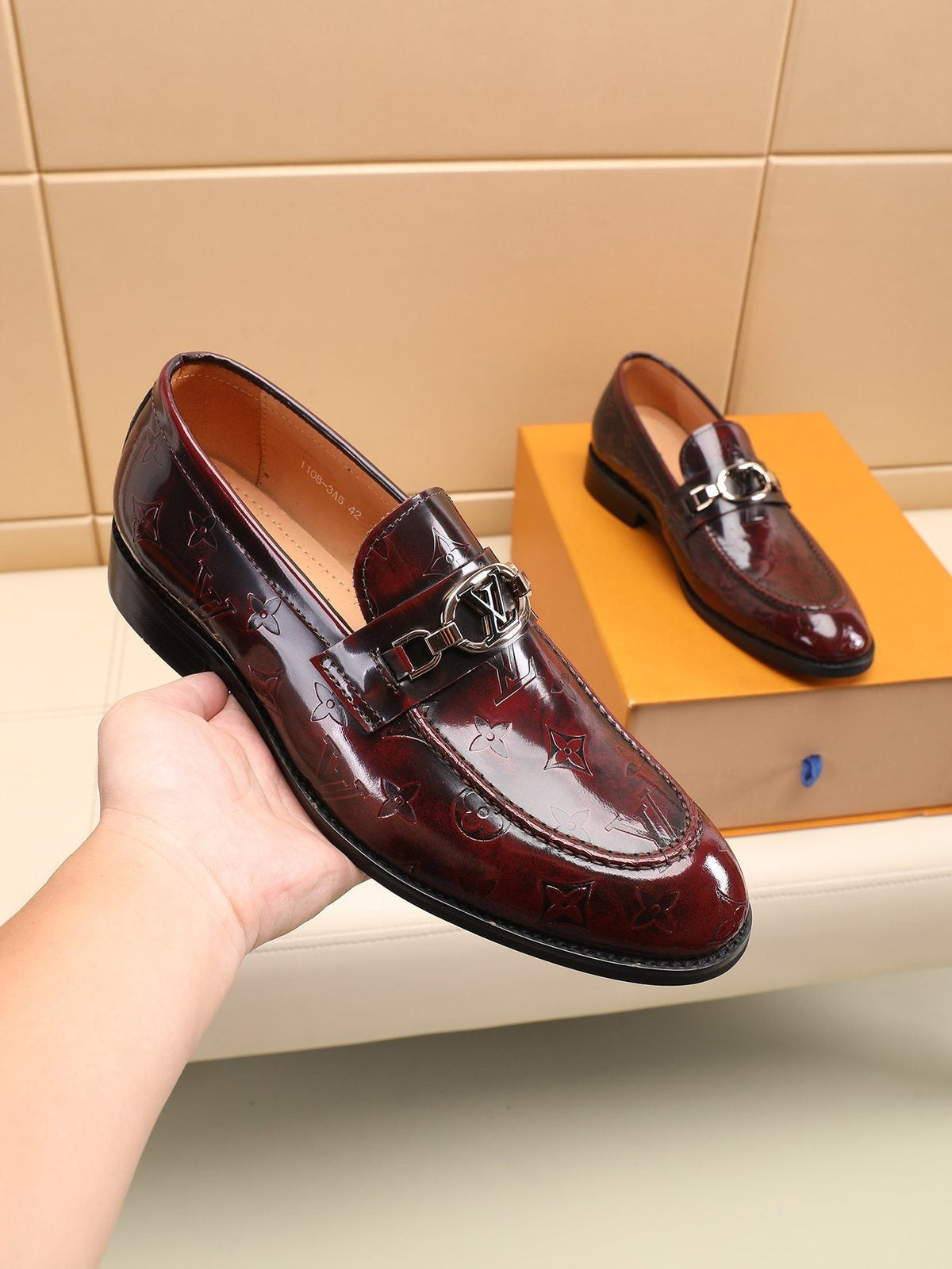 Louis Vuitton Embossed Bit Loafers — model