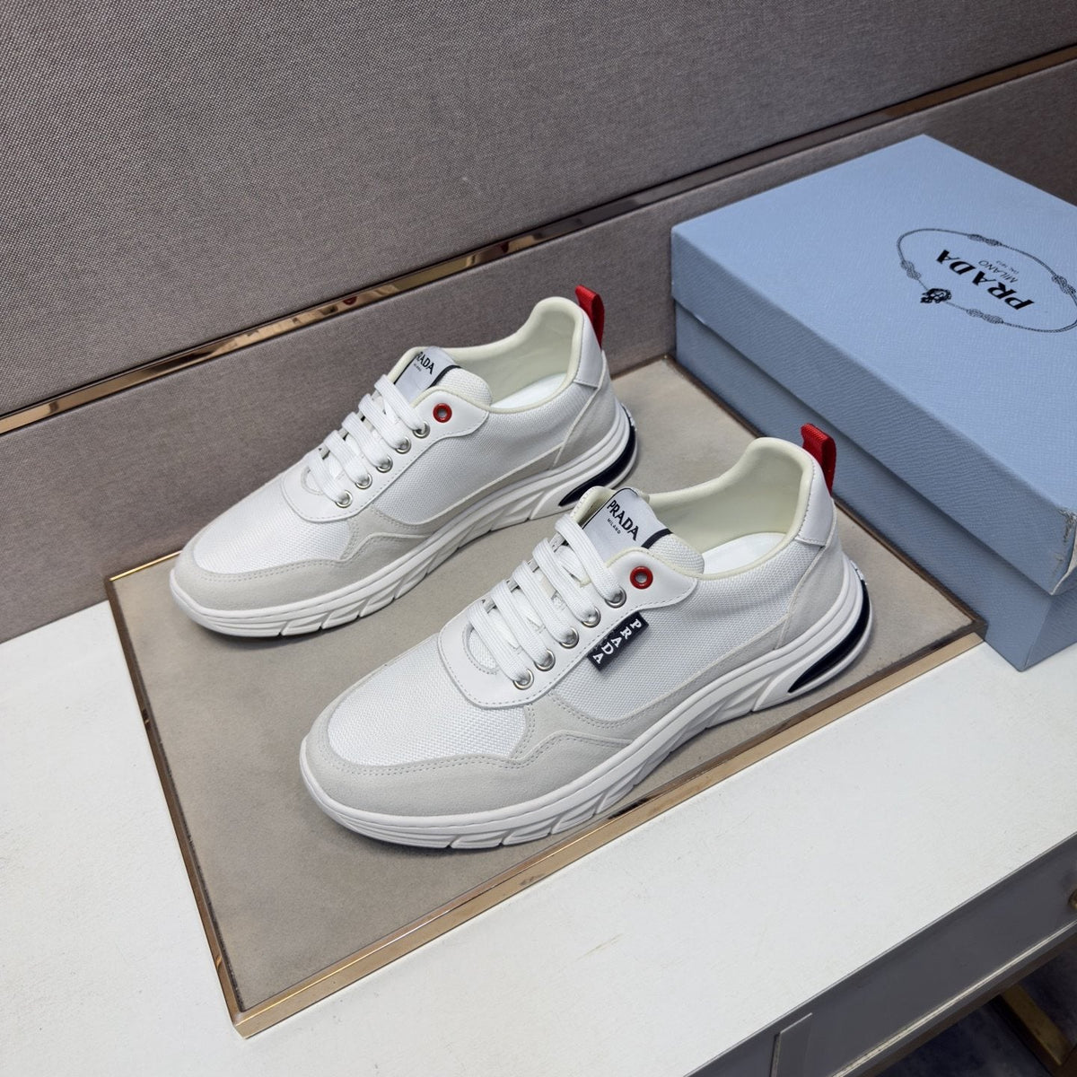 Prada Men's Paneled Low-Top Sneakers — front