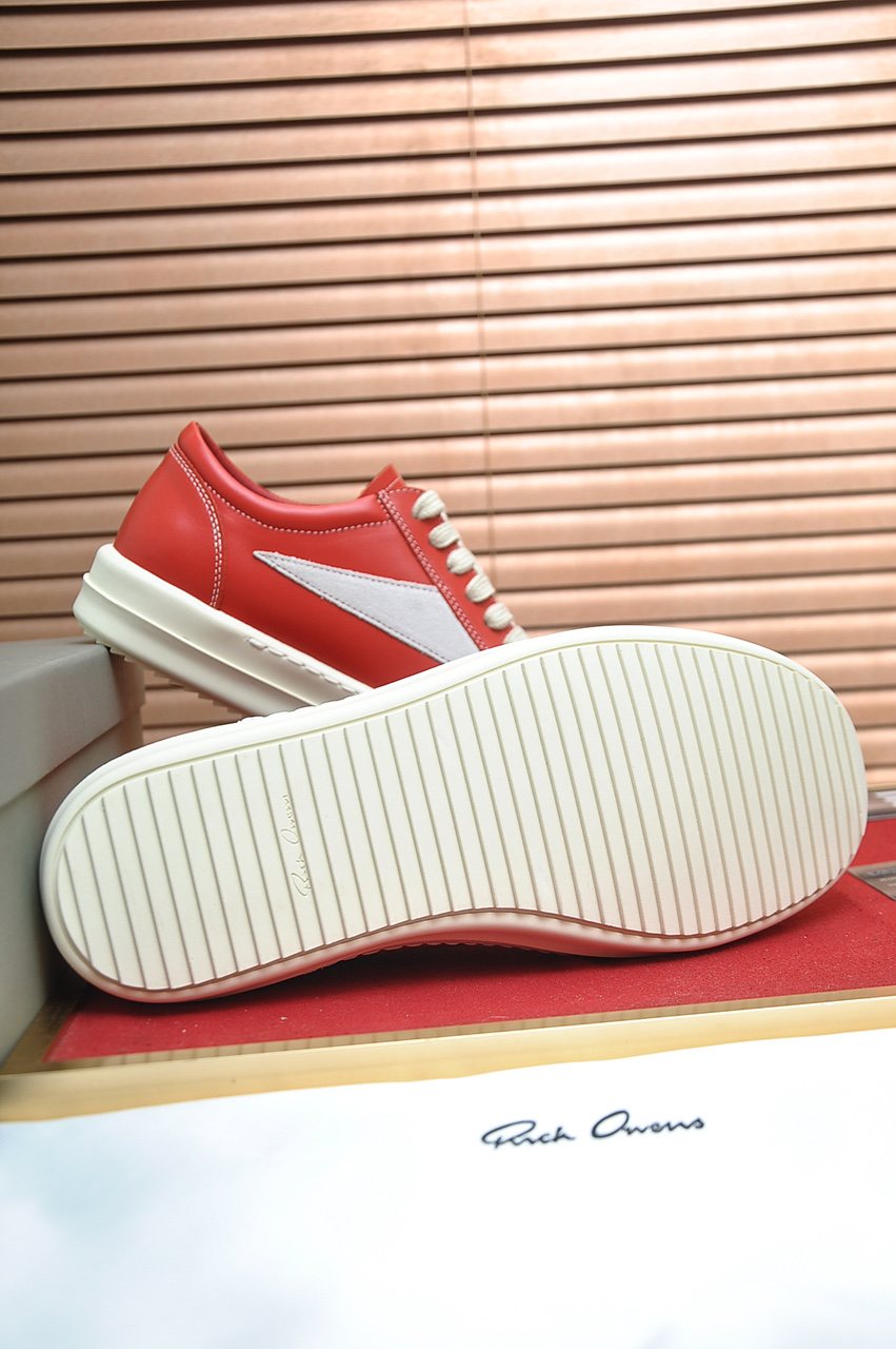 Rick Owens Contrast-Panel Platform Low-Top Sneakers — detail