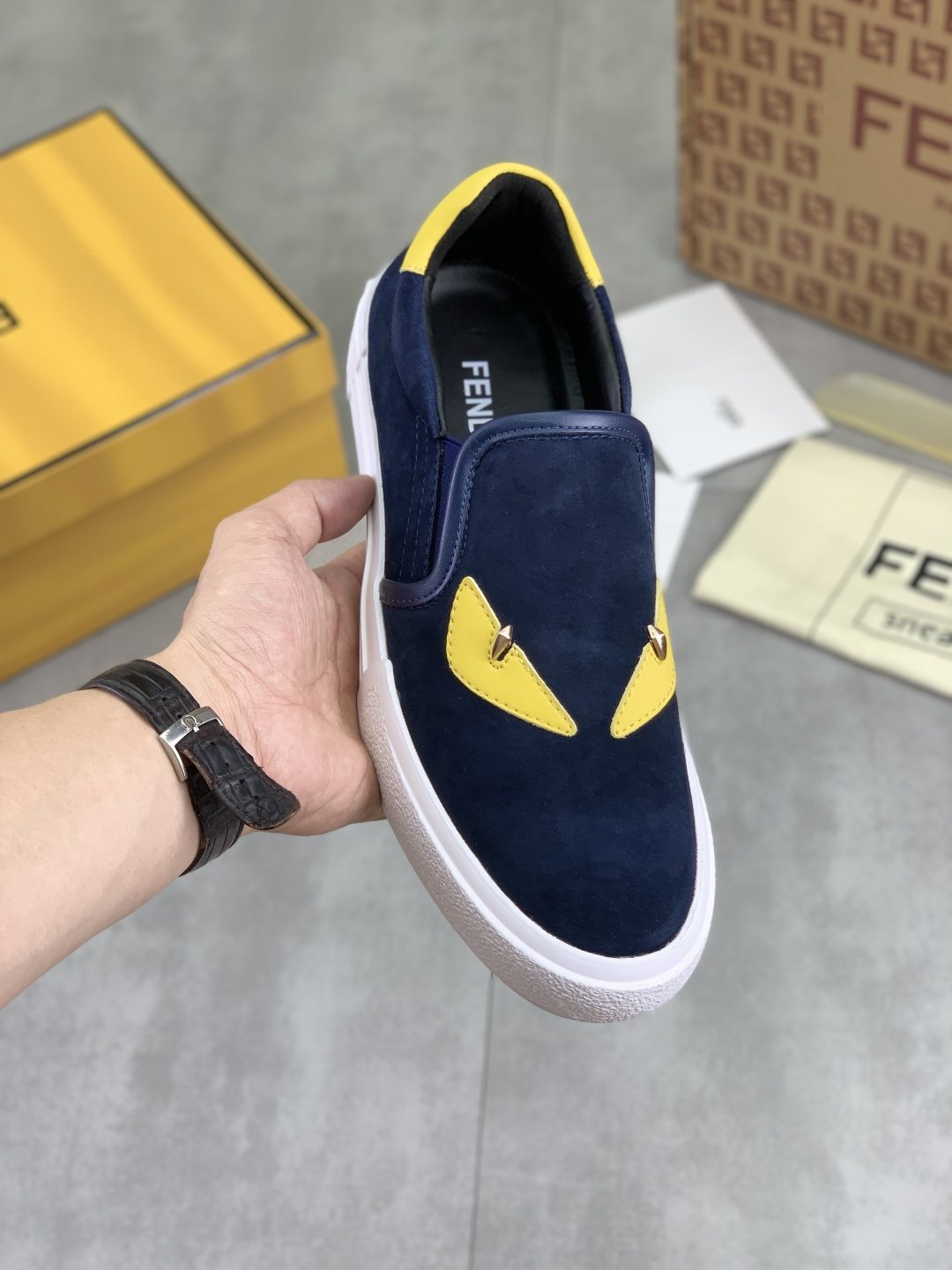 Fendi Eye-Accent Slip-On Sneakers — model