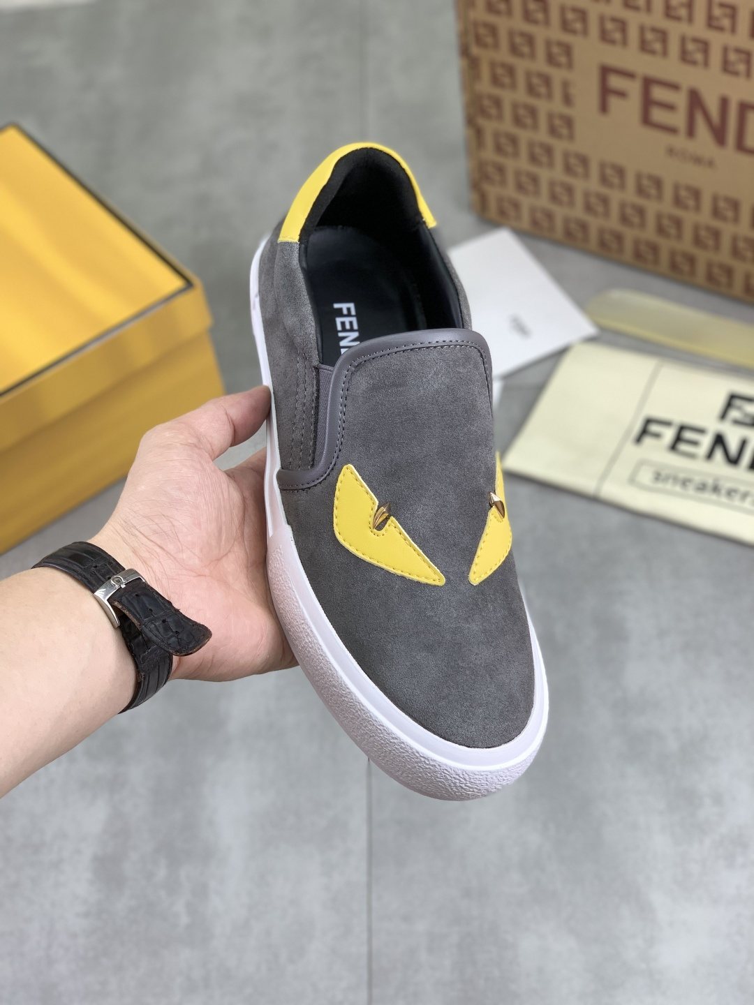 Fendi Eye-Accent Slip-On Sneakers — model