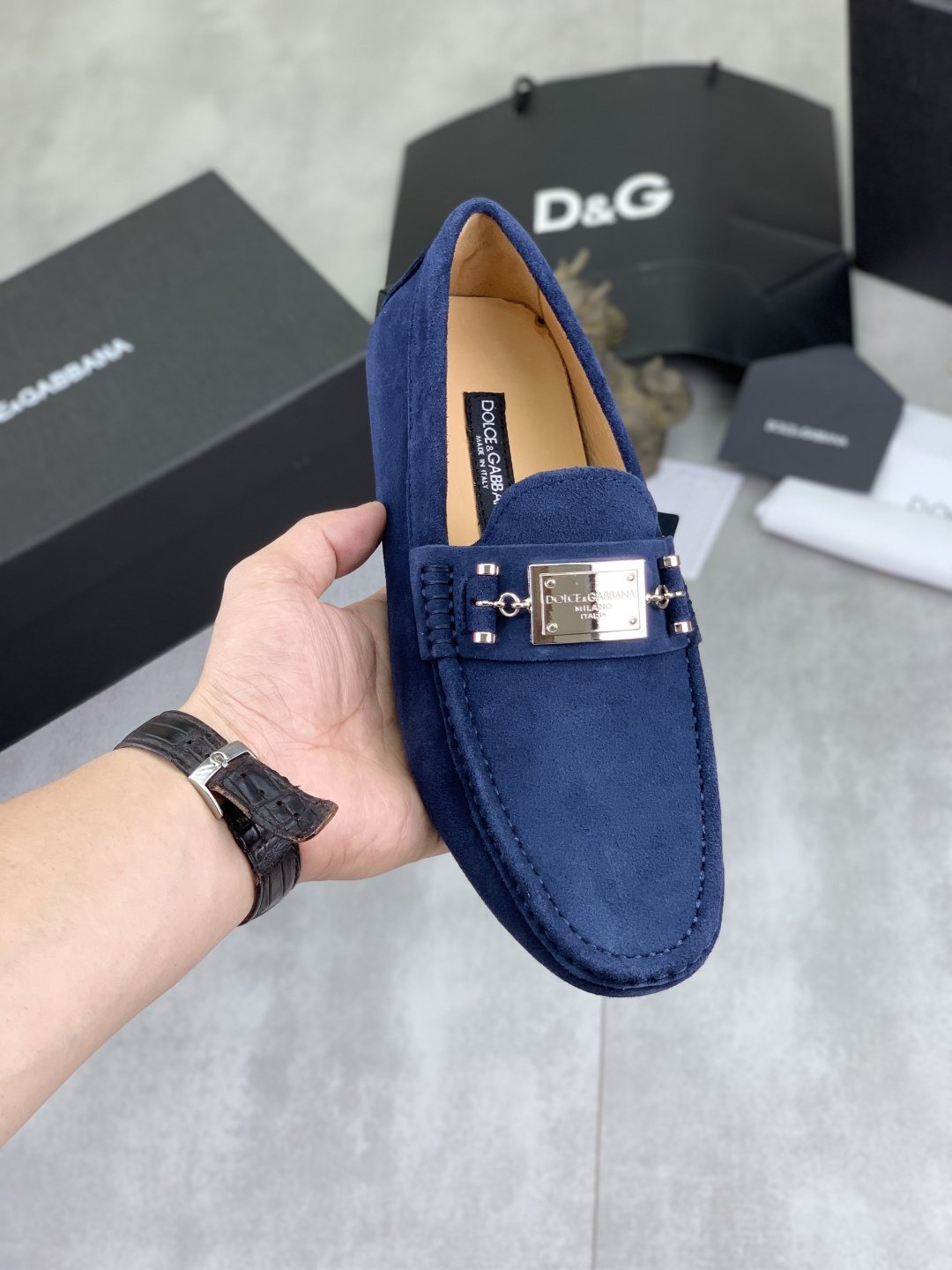 Dolce & Gabbana Metal-Detail Driving Loafers — model