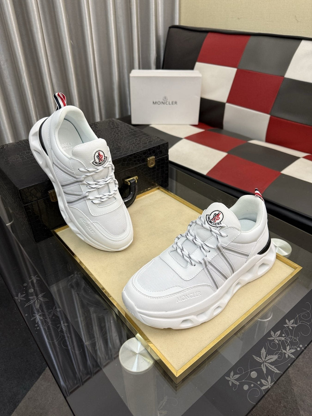 Moncler Sculpted-Sole Lace-Up Sneakers — front