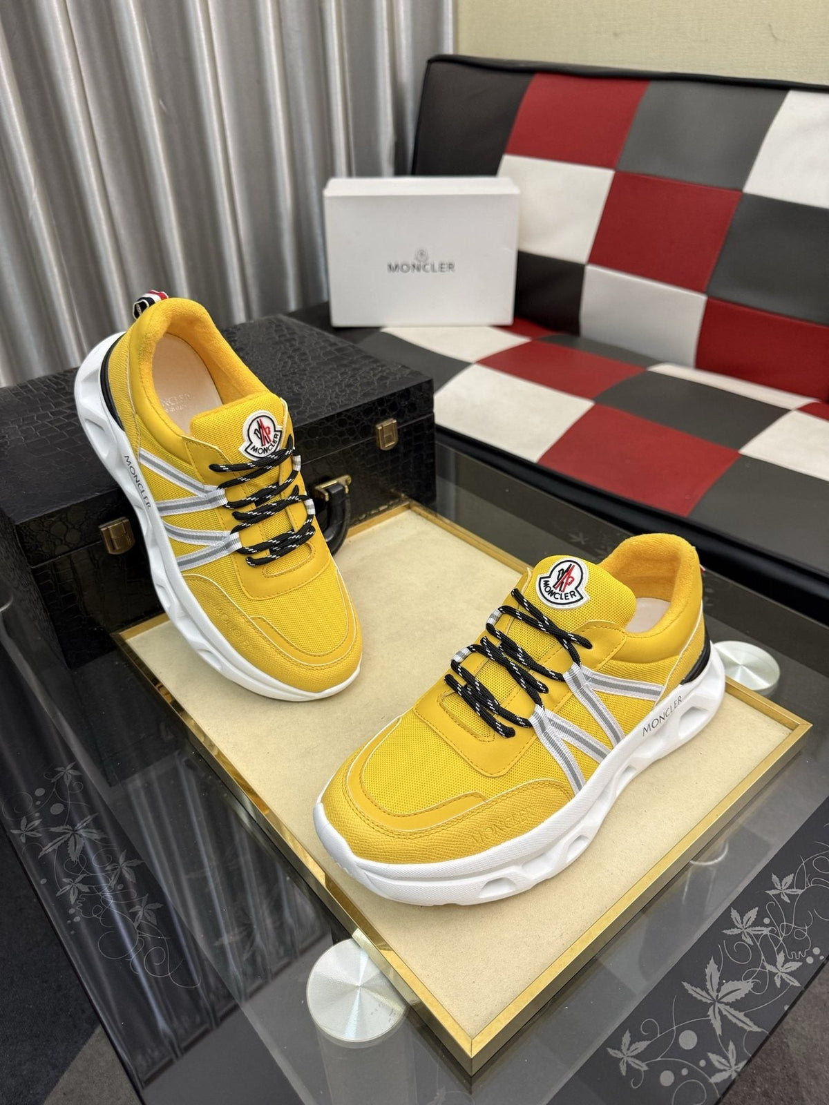 Moncler Sculpted-Sole Lace-Up Sneakers — front