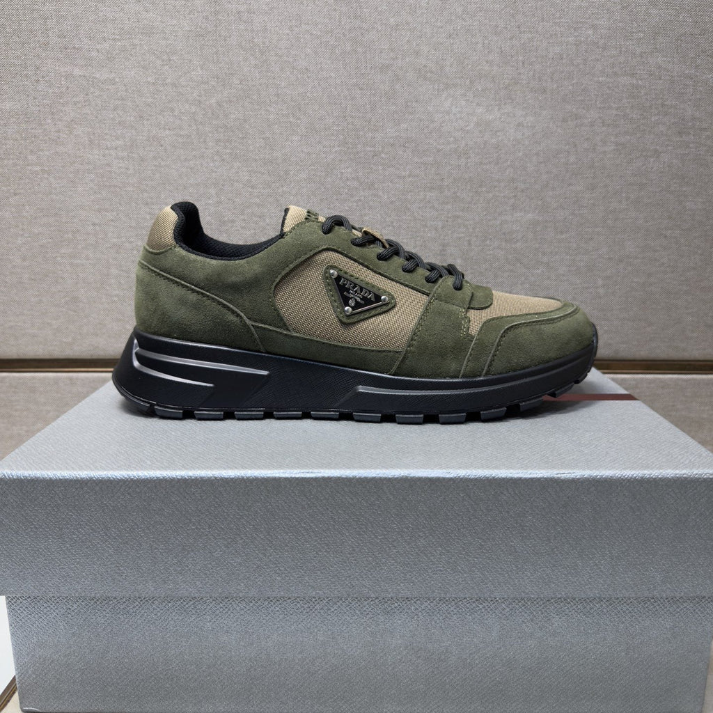 Prada Men's Paneled Low-Top Sneakers — side