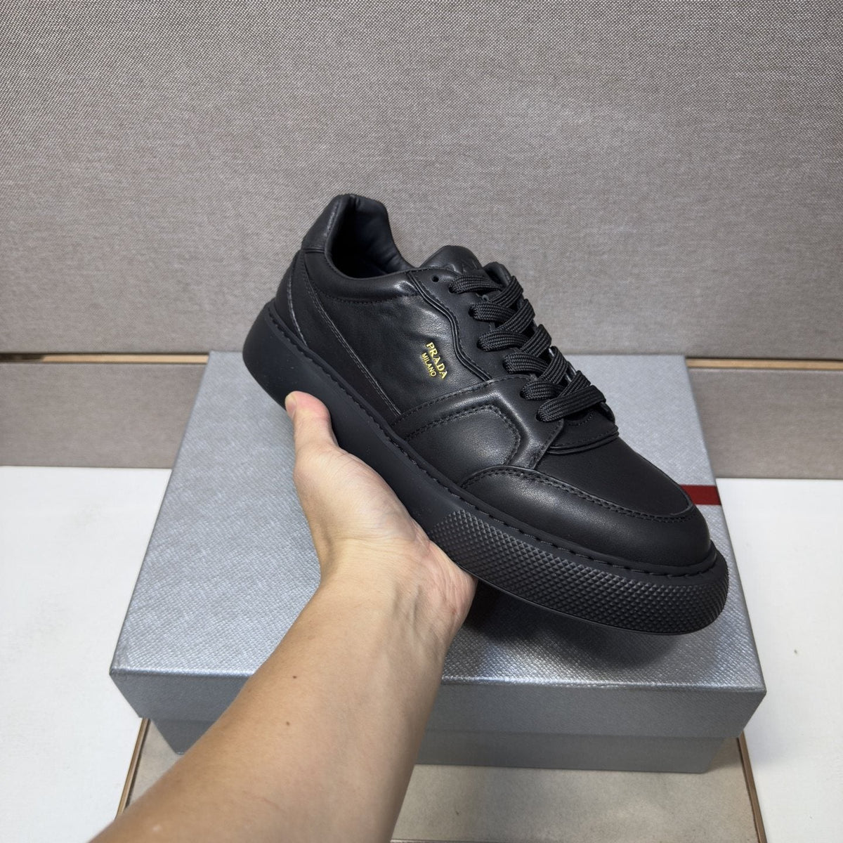 Prada Men's Paneled Low-Top Sneakers — model
