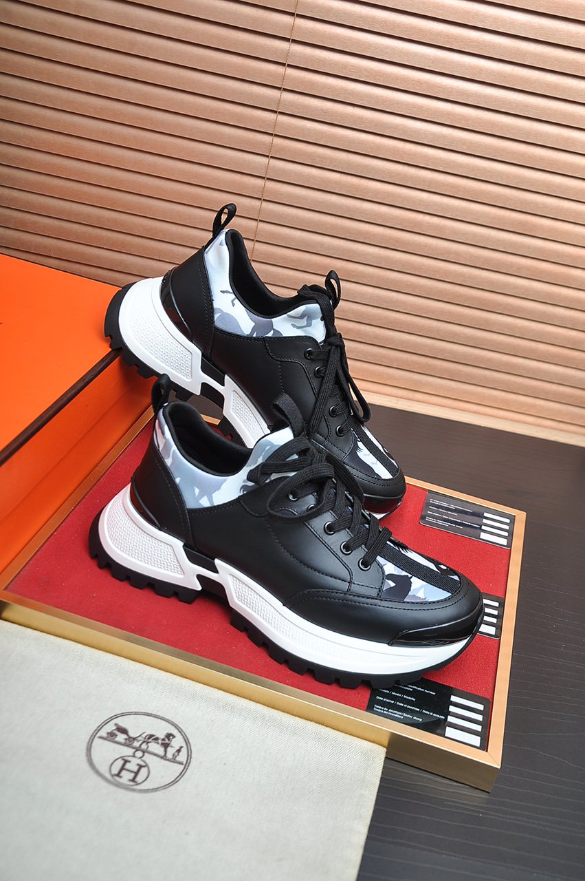 Hermès Paneled Chunky Sneakers — front