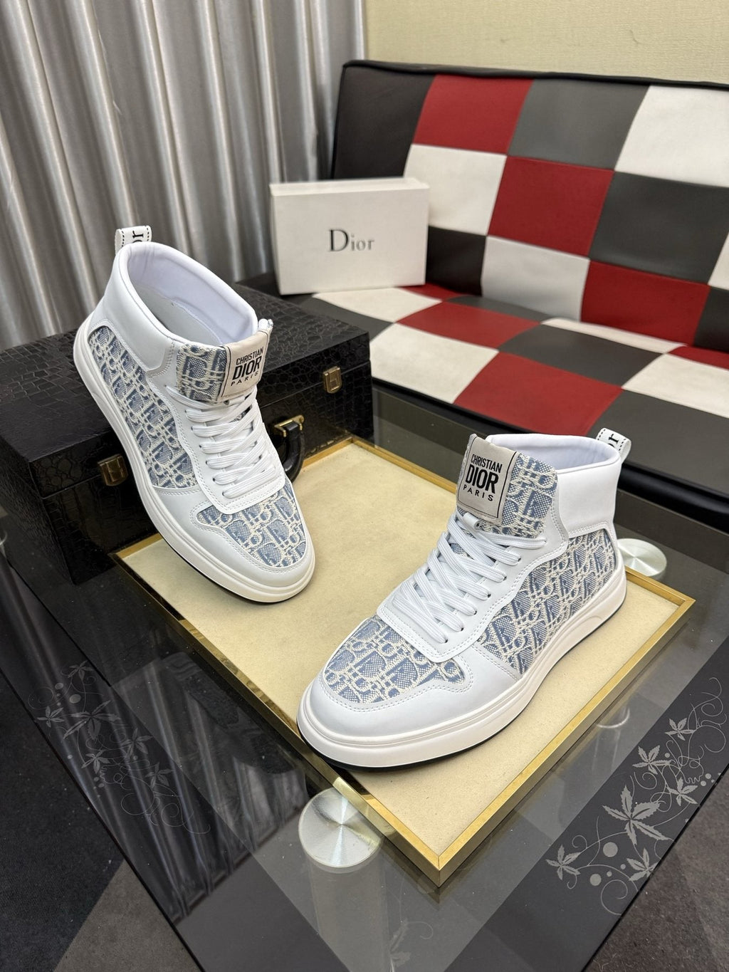 Dior Patterned High-Top Sneakers — front