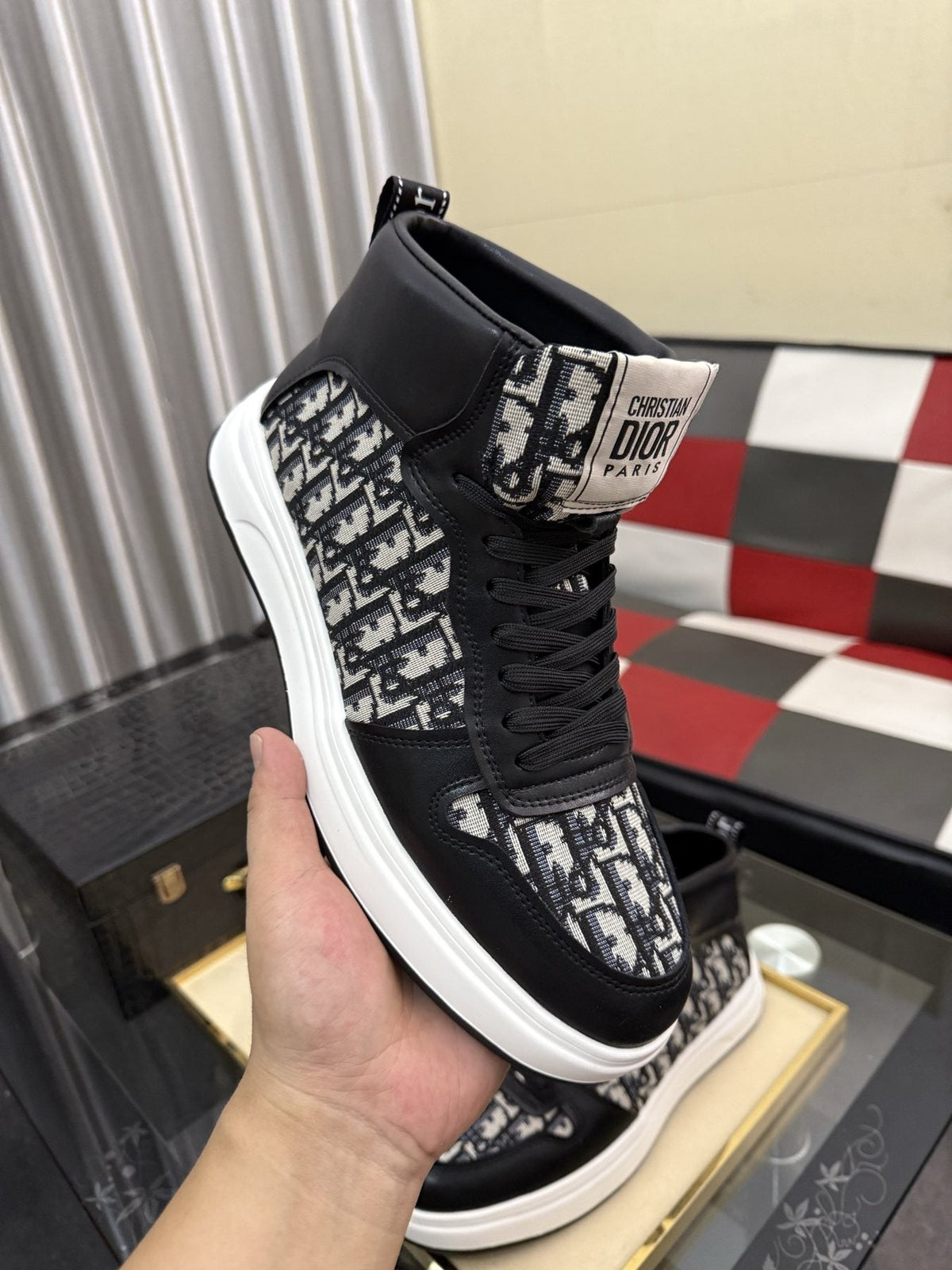 Dior Patterned High-Top Sneakers — model