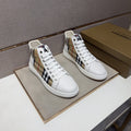 Burberry Men's Plaid-Panel High-Top Sneakers — hero
