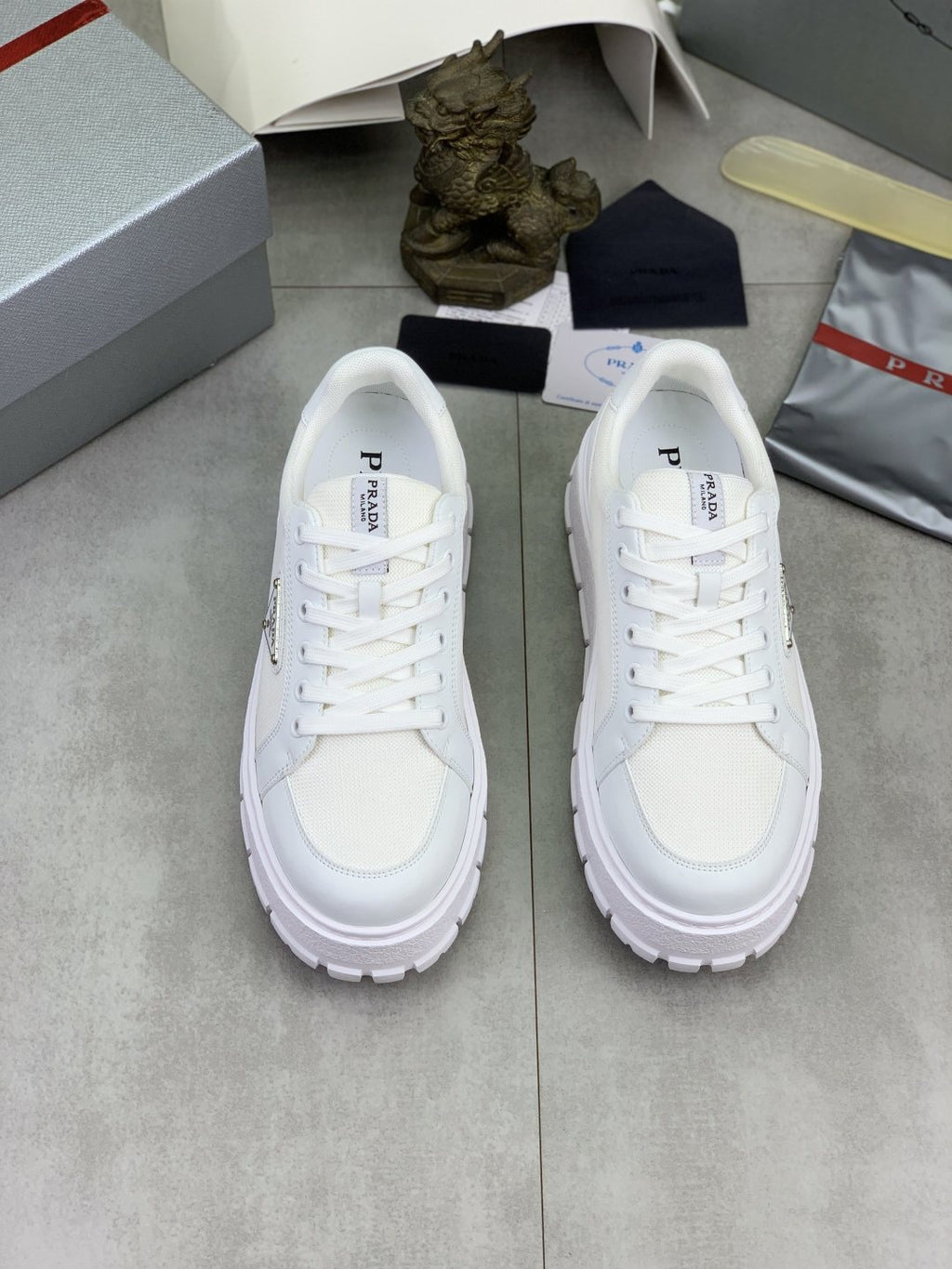 Prada Paneled Lug-Sole Sneakers — front