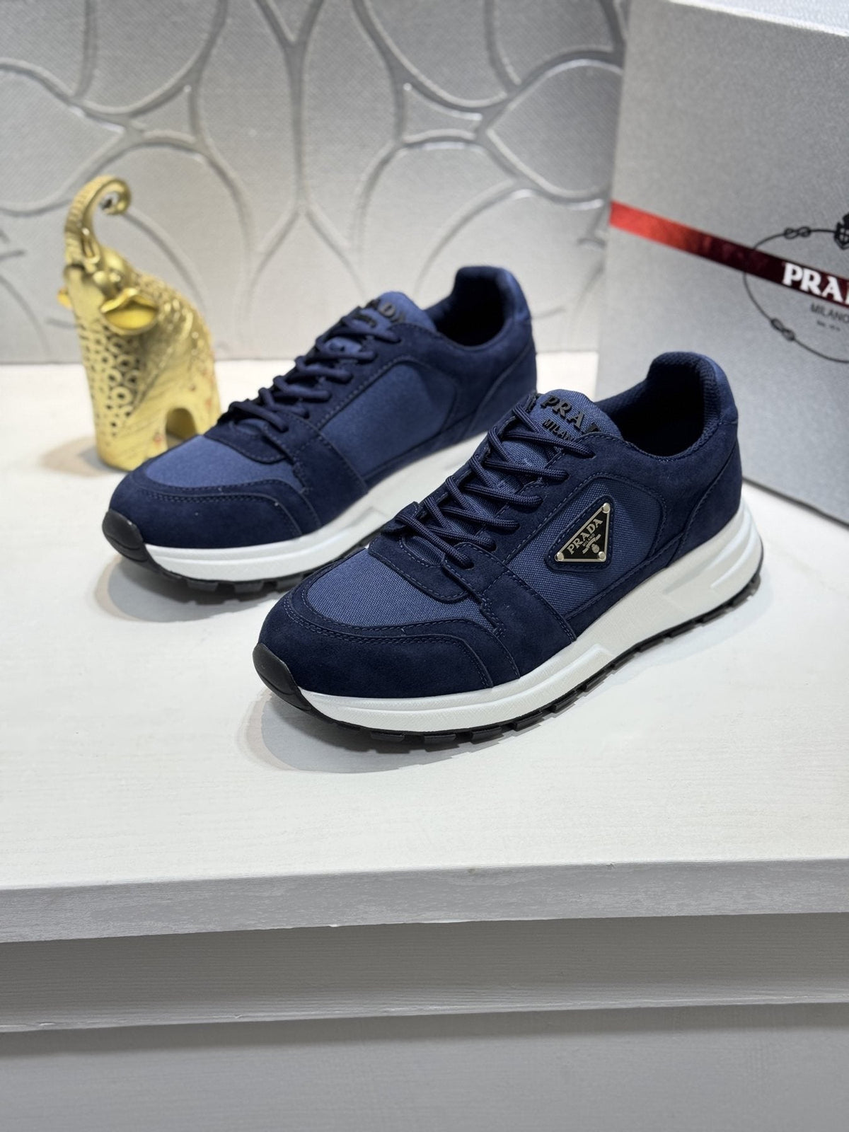 Prada Paneled Chunky-Sole Sneakers — front