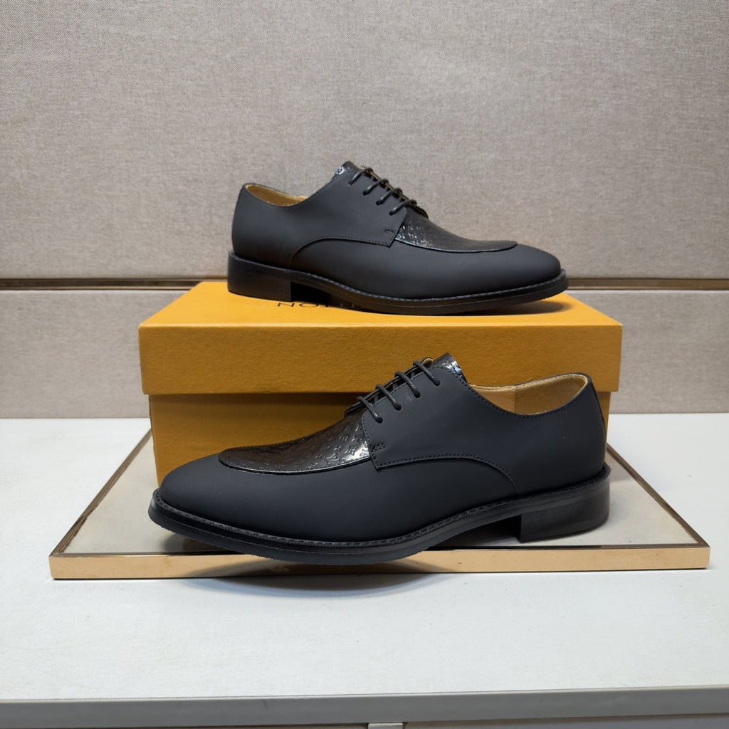 Louis Vuitton Textured Vamp Lace-Up Dress Shoes — model