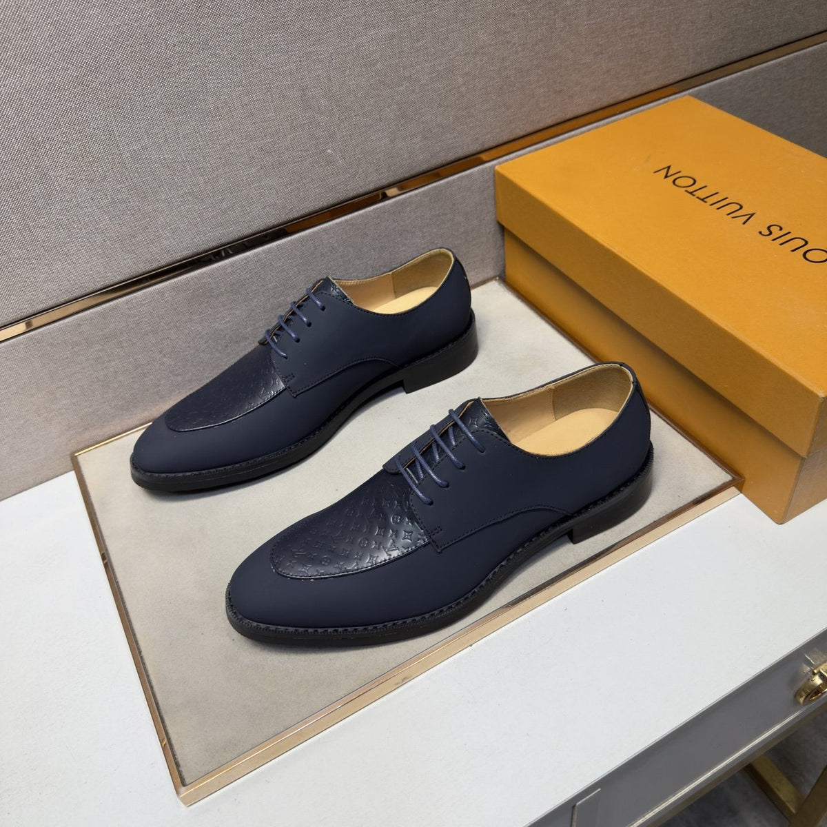Louis Vuitton Textured Vamp Lace-Up Dress Shoes — front